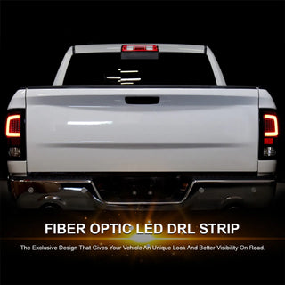 Spec D LED Tail Lights (Glossy Black w/ Red LED Bar): Dodge Ram 2009 - 2018