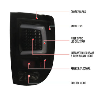 Spec D LED Tail Lights (Dark Smoke w/ White LED Bar): Dodge Ram 2009 - 2018