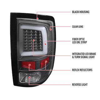 Spec D LED Tail Lights (Black w/ White LED Bar): Dodge Ram 2009 - 2018
