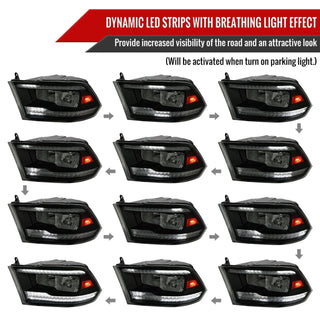 Spec D LED Sequential Headlights (Smoke): Dodge Ram 2009 - 2018
