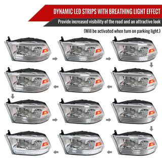 Spec D LED Sequential Headlights (Chrome): Dodge Ram 2009 - 2018