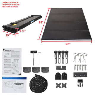 Spec D Hard Quad-Fold Tonneau Cover: Dodge Ram (w/ 5'8ft Bed) 2009 - 2018
