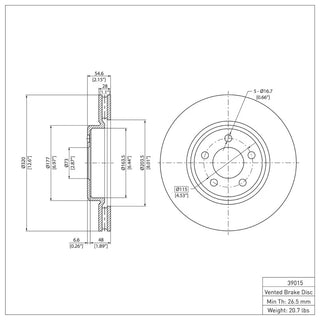 DFC Front Brake Rotor: Chrysler 300 (05-23) w/ G3000 Iron Castings
