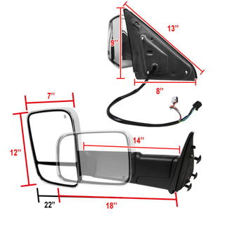 Spec D Mirrors SET w/ Turn Signal & Puddle Light (Auto-Fold, Chrome): Dodge Ram / Ram 1500 (02-18)