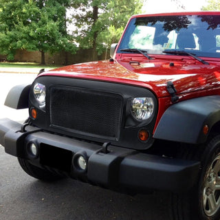 Spec D Matte Black Mesh Grille: Jeep Wrangler JK 2007 - 2018