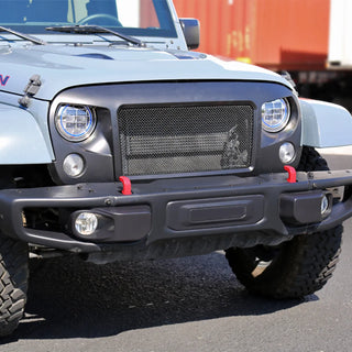 Spec D Matte Black Mesh Grille: Jeep Wrangler JK 2007 - 2018