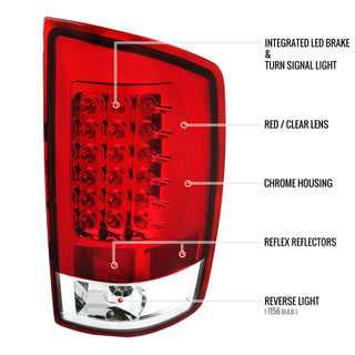 Spec D LED Tail Lights (Red): Dodge Ram 2007 - 2009