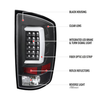 Spec D LED Tail Lights (Matte Black): Dodge Ram 2007 - 2009