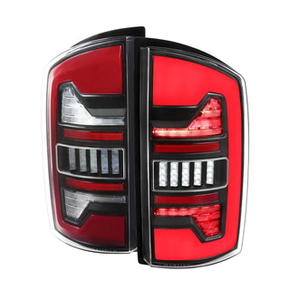 Spec D LED Bar Tail Lights (Matte Black / Red LED): Dodge Ram 2007 - 2009