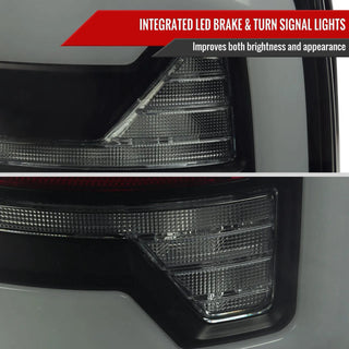 Spec D LED Bar Tail Lights (Dark Smoke / White LED): Dodge Ram 2007 - 2009