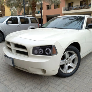Spec D Projector Halo Headlights (Smoke): Dodge Charger 2006 - 2010
