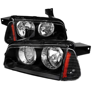Spec D Euro Headlights w/ Corner Lights (Black): Dodge Charger 2006 - 2010