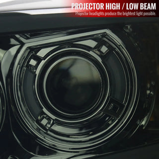 Spec D Projector Halo Quad Headlights w/ LED Bar (Smoke): Dodge Ram 2006 - 2008