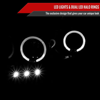 Spec D Projector Halo Headlights (Glossy Black): Dodge Ram 2006 - 2008