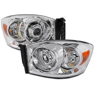 Spec D Projector Halo Headlights (Chrome): Dodge Ram 2006 - 2008