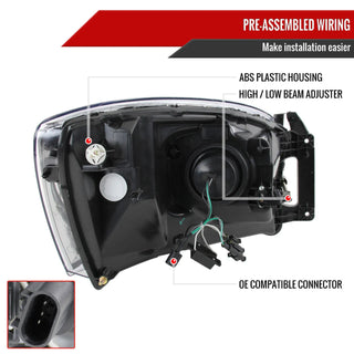 Spec D Projector Halo Headlights (Black): Dodge Ram 2006 - 2008
