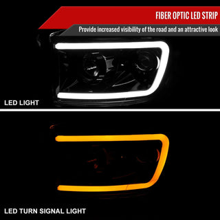 Spec D LED Projector Headlights (Glossy Black): Dodge Ram 2006 - 2008