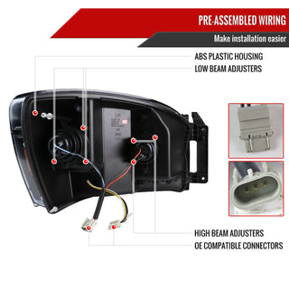Spec D LED Projector Headlights (Glossy Black): Dodge Ram 2006 - 2008