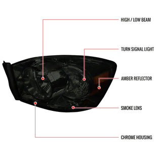 Spec D Crystal Headlights (Smoke): Dodge Ram 1500 2006 - 2008 /  2006-2009 RAM 2500 3500