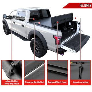 Spec D Soft Quad Fold Tonneau Cover: Dodge Dakota (w/ 6.5ft Bed) 2005 - 2011