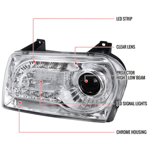 Spec D Projector Halo Headlights (Chrome, Version 2): Chrysler 300 2005 - 2010