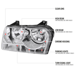 Spec D OEM Style Headlights (Chrome): Chrysler 300 2005 - 2010