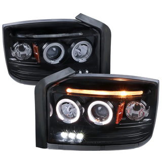 Spec D Projector Halo Headlights (Smoke): Dodge Dakota 2005 - 2007