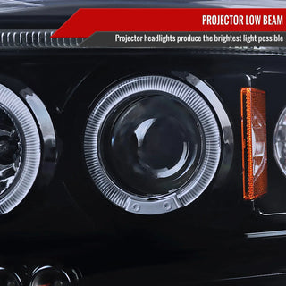 Spec D Projector Halo Headlights (Smoke): Dodge Dakota 2005 - 2007