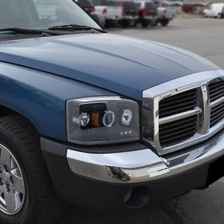 Spec D Projector Halo Headlights (Smoke): Dodge Dakota 2005 - 2007