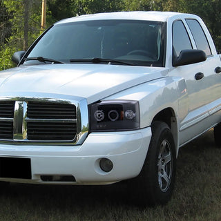 Spec D Projector Halo Headlights (Smoke): Dodge Dakota 2005 - 2007