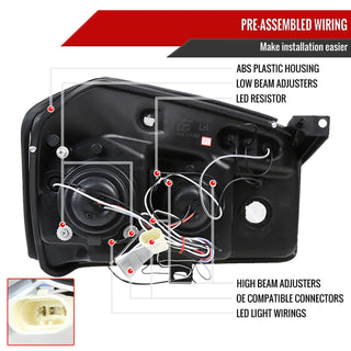 Spec D Projector Halo Headlights (Glossy Black): Dodge Magnum 2005 - 2007