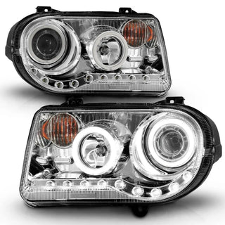 ANZO Projector Headlights w/ Halo CCFL Chrome Housing (PAIR): Chrysler 300 / 300C SRT8 (2005-2010)