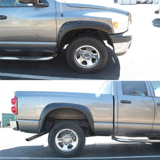 Spec D Riveted Style Fender Flares (Smooth Black, 4pc): Dodge Ram 2002 - 2009