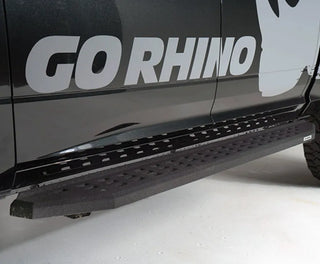 Go Rhino RB20 Running Board Kit w/ Drop Steps: Ram 1500 (19-24) - Black Textured Powdercoat