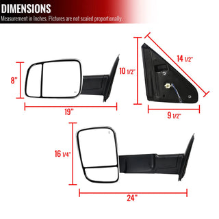 Spec D Manual-Fold Heated Mirror Set w/ Turn & Puddle Light (F&R): Dodge Ram (02-10) - Chrome