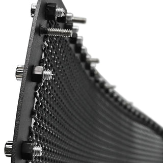 Spec D Stainless Steel Grille Insert (Rivet Style, Black Mesh): Dodge Ram 2002 - 2005