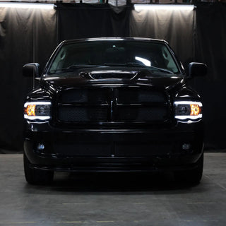 Spec D Projector Halo Headlights w/ LED Bar (Black): Dodge Ram 2002 - 2005