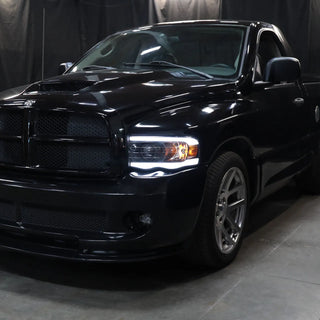 Spec D Projector Halo Headlights w/ LED Bar (Black): Dodge Ram 2002 - 2005