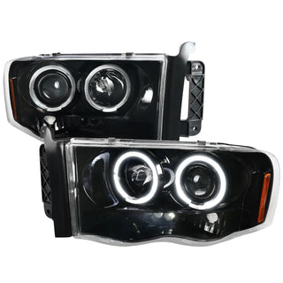 Spec D Projector Halo Headlights (Glossy Black): Dodge Ram 2002 - 2005
