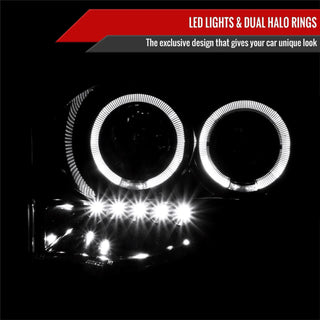 Spec D Projector Halo Headlights (Glossy Black): Dodge Ram 2002 - 2005