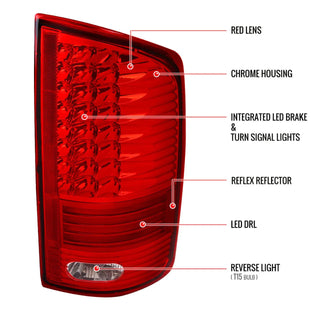 Spec D LED Tail Lights (Red, Version 2): Dodge Ram 2002 - 2005