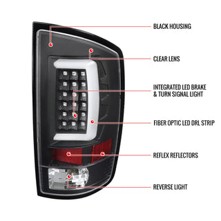Spec D LED Tail Lights (Matte Black, G2): Dodge Ram 2002 - 2005