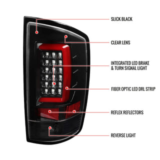 Spec D LED Tail Lights (Gloss Black, G2): Dodge Ram 2002 - 2005