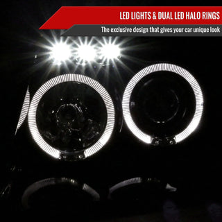 Spec D Projector Halo Headlights (Glossy Black): Jeep Grand Cherokee 1999 - 2004