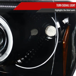 Spec D Projector Halo Headlights (Glossy Black): Jeep Grand Cherokee 1999 - 2004