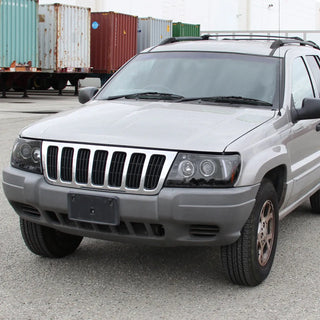 Spec D Projector Halo Headlights (Glossy Black): Jeep Grand Cherokee 1999 - 2004
