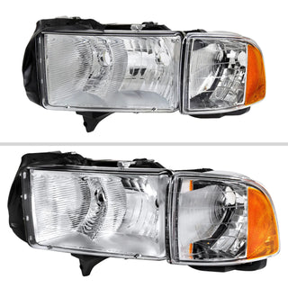 Spec D OEM Style Headlights & Corner Lights (Chrome): Dodge Ram 1500 Sport 1999 - 2001