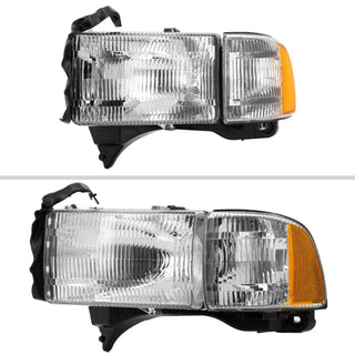 Spec D OEM Style Headlights & Corner Lights (Chrome): Dodge Ram 1998 - 2002