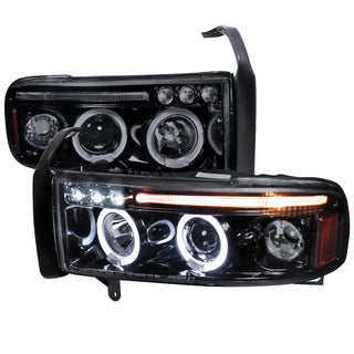 Spec D Projector Halo Headlights (Smoke): Dodge Ram 1994 - 2002