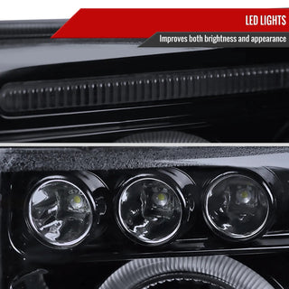Spec D Projector Halo Headlights (Smoke): Dodge Ram 1994 - 2002